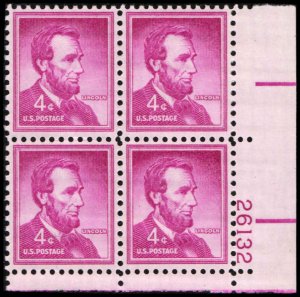 US #1036a LINCOLN MNH LR PLATE BLOCK #26132