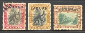 Labuan Scott 96,97a,99 Used LH - 1899-1900 Native Fauna and Train - SCV $4.35