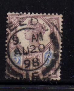 Great Britain Sc 118 1887 5d lilac & blue Victoria stamp used