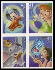 US 4192-4195 4195a Disney Magic 41c block (4 stamps) MNH 2007