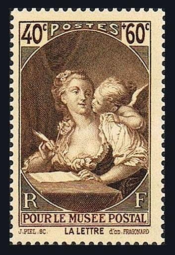France B92, MNH. The Letter by Jean Honore Fragonard, 1939