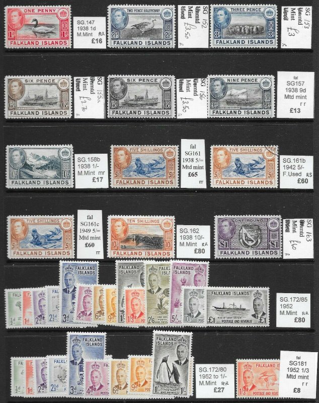 FALKLAND ISLANDS S/SHEET KG6 MINT/USED DEALERS REMAINDERS PRICED TO SELL AT £490