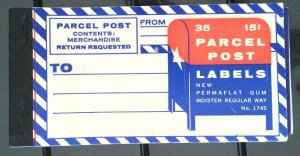 Parcel Post Labels - Unused - Booklet