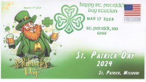 24-057, 2024, St. Patricks Day,  Event Cover, Pictorial Postmark, St. Patrick MO