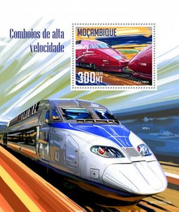 Mozambique 2019 MNH High-Speed Trains Stamps Thalys PBKA Railways Rail 1v S/S