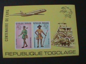 ​TOGO-PROMOTE-CENTENARY OF UPU- MNH- IMPERF-S/S-VF-EST.$10- HARD TO FIND