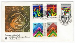 United Nations 3 Offices 1984 FDC Stamps Scott 441-442 International Youth Year