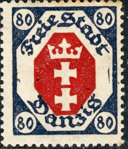 DANZIG - 1921 - Mi.82 80pf black ultramarine & carmine - Mint*