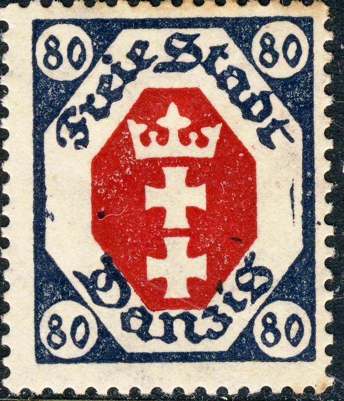 DANZIG - 1921 - Mi.82 80pf black ultramarine & carmine - Mint*