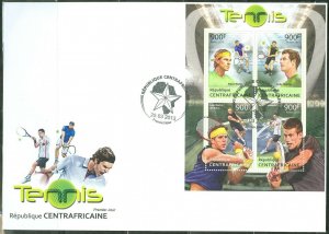 CENTRAL AFRICA 2013 TENNIS NADAL DJOKOVIC MURRAY del POTRO SHEET FIRST DAY COVER