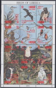 LIBERIA Sc# 1161a-l CPL MNH SHEET of 2 - FLORA and FAUNA, MOSTLY BIRDS