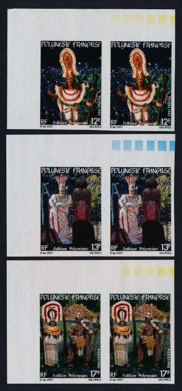 French Polynesia 362-4 imperf pairs MNH Coronation Ceremony, Scepter