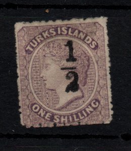 Turks Island 1881 1/2 on 1/- lilac SG20 mint no gum WS37344