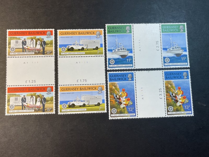 GUERNSEY # 153-156-MINT NEVER/HINGED--COMPLETE SET OF GUTTER PAIRS--1977