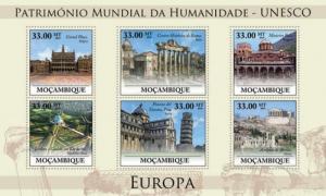 MOZAMBIQUE 2010 SHEET MNH UNESCO EUROPE WORLD HERITAGE SITE