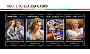 Sierra Leone - 2017 Zsa Zsa Gabor - 4 Stamp Sheet - SRL17120a