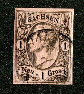 1855 Saxony Sc #10 used cv.$8 ( 2557 WWX )