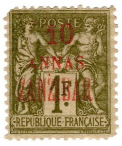 (I.B) France Colonial Postal : Zanzibar 10a on 1Fr OP