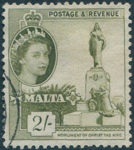 Malta 1956 SG278 2s olive Monument of Christ QEII FU