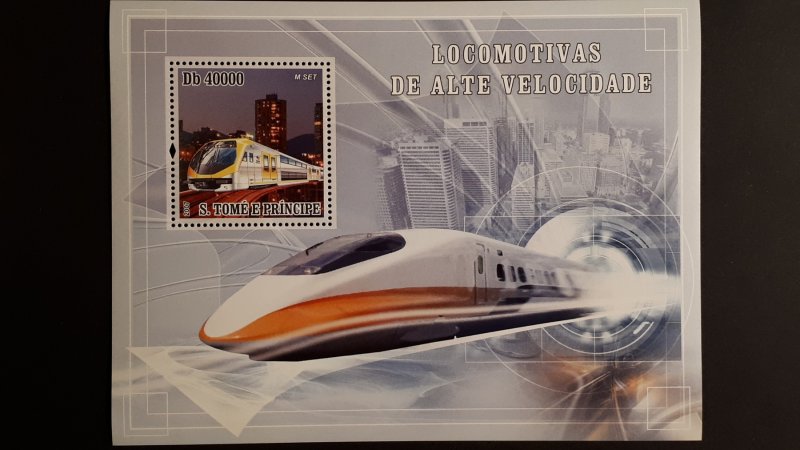 Trains and locomotives - Sao Tome and Principe 2007 - Complete SS+Bl ** MNH