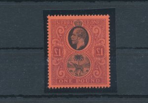 1912-21 Sierra Leone - Stanley Gibbons #128 - 1 Pound Black and Purple Red - MNH