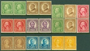 EDW1949SELL : USA 1923-29 Scott #597-606 Line pairs F-VF, Mint NH. Catalog $224.