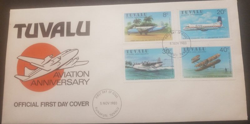 O-r) 1980 TUVALU, PLANE - AIR PACIFIC HERON FIRST REGULAR, AVIATION, HAWKER