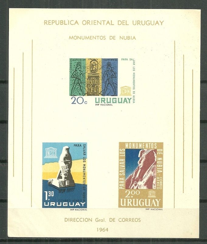 1964 Uruguay C267a  UNESCO Campaign MNH S/S with corner crease