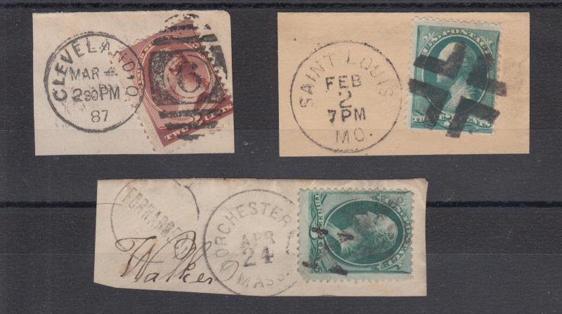 US Sc 147, 158, 210 used 3 diff on Envelope Corners w/ Fancy Cancels 