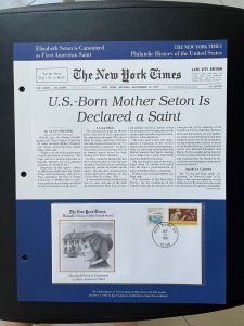 NY times Philatelic history of US panel: Mother Seton is declared a saint