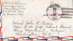 United States Korean War Soldier's Free Mail 1951 U.S. Navy, 12867 1st Marine...