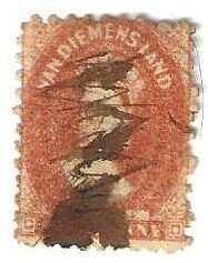 Tasmania 23b, used, heavy pen cancel, 1864, (A152)