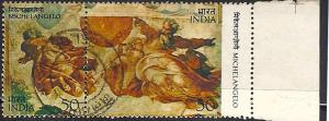 India. se-tenant pair Michaelangelo painting. SC 664-65. FU 