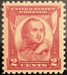 Scott #690 1931 2¢ General Casimir Pulaski unused hinged