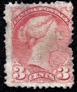 Canada 1870 Sc 37b copper red used badly thinned, other flaws