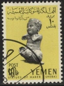 Yemen 117 (used cto) 10b alabaster statue of child, yel & black (1961)