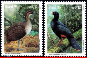 2535-36 BRAZIL 1995 ENDANGERED BIRDS, CURASSOW, MI# 2644-45 RHM C-1943-44, MNH