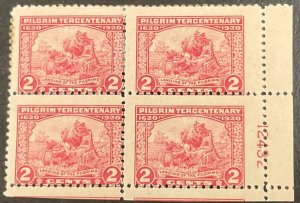 549 2 c Landing of the Pilgrims ERROR W/PLATE # ON STAMPS Hinged 1920