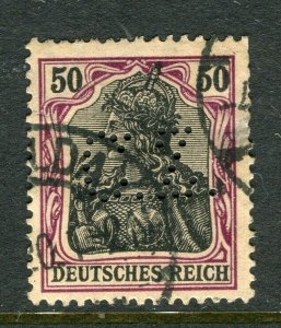 GERMANY; Early 1900s Germania issue fine used value + PERFIN , 50pf.