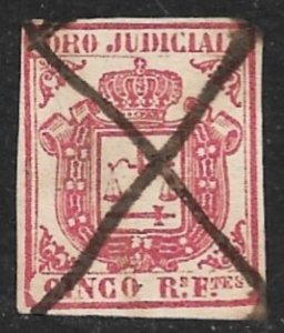 SPANISH COLONIES CUBA PHILIPPINES PUERTO RICO 1856-64 5r Judicial Revenue USED