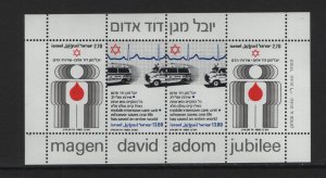 Israel   #749-750a  MNH 1980 sheet Red Star of David