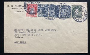1947 Dublin Ireland Postwar Transatlantic Airmail Cover To New York USA