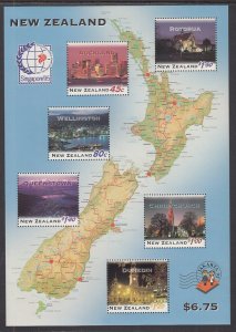 New Zealand 1254a Map Souvenir Sheet MNH VF