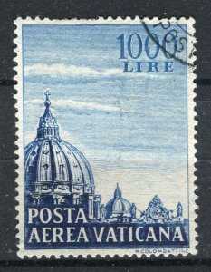 VATICAN; 1953 early Airmail issue fine used 1000L value