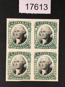 MOMEN: US STAMPS # RB2P4 PROOF ON CARD BLOCK OF 4 VF+ $52+ LOT #17613