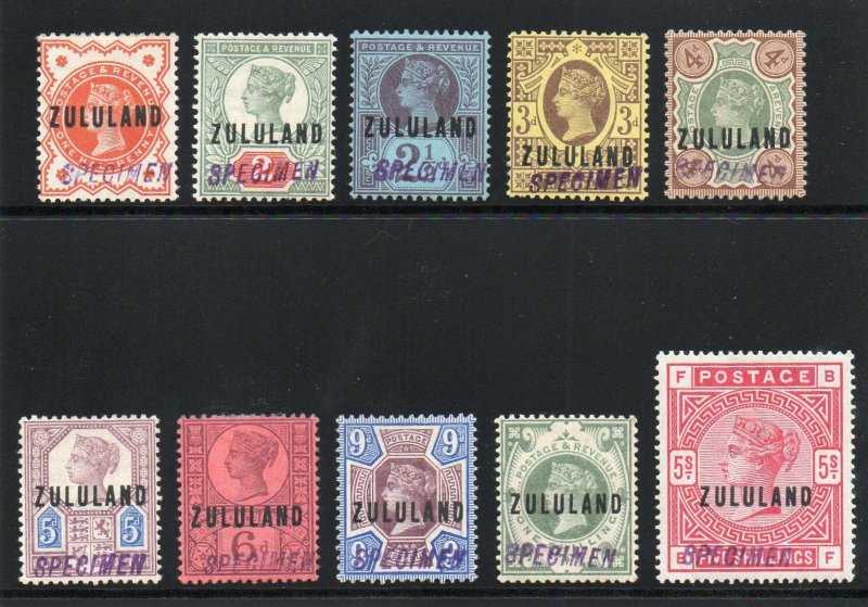 Zululand 1888 QV complete SPECIMEN set Samual Type NA1 MLH. SG 1s-11s.