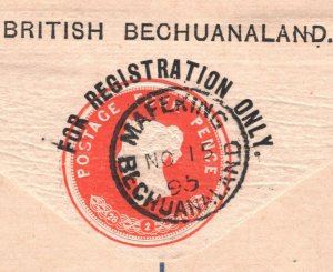 BRITISH BECHUANALAND Overprint GB QV Registered 4d Cover MAFEKING 1895 CDS YO89