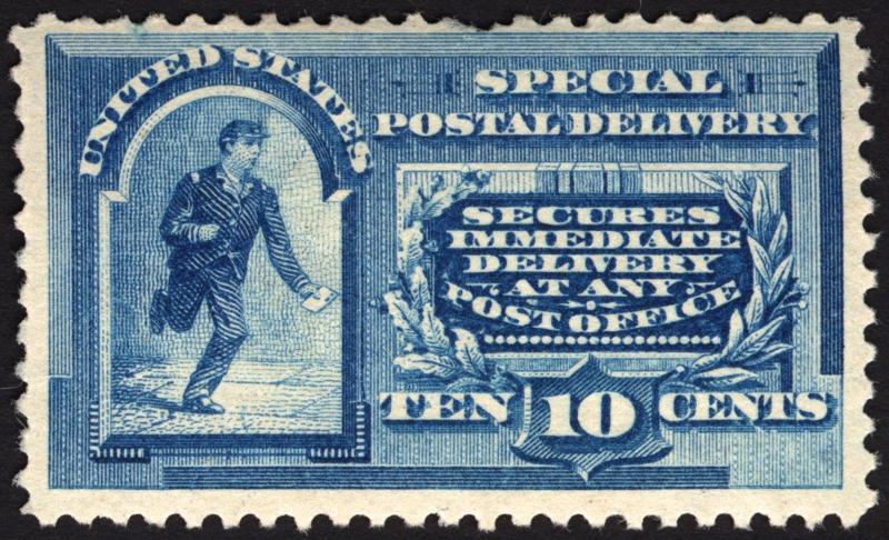 #E2 10c Blue Special Delivery 1888 VF MLH Fresh CV 500+ Rare Stamp