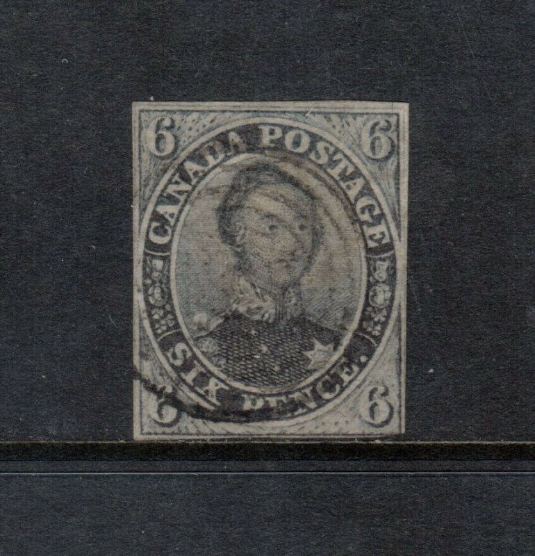 Canada #2 Used Fine Light Cancel With Tiny Cut In Top Margin **With Cert.**