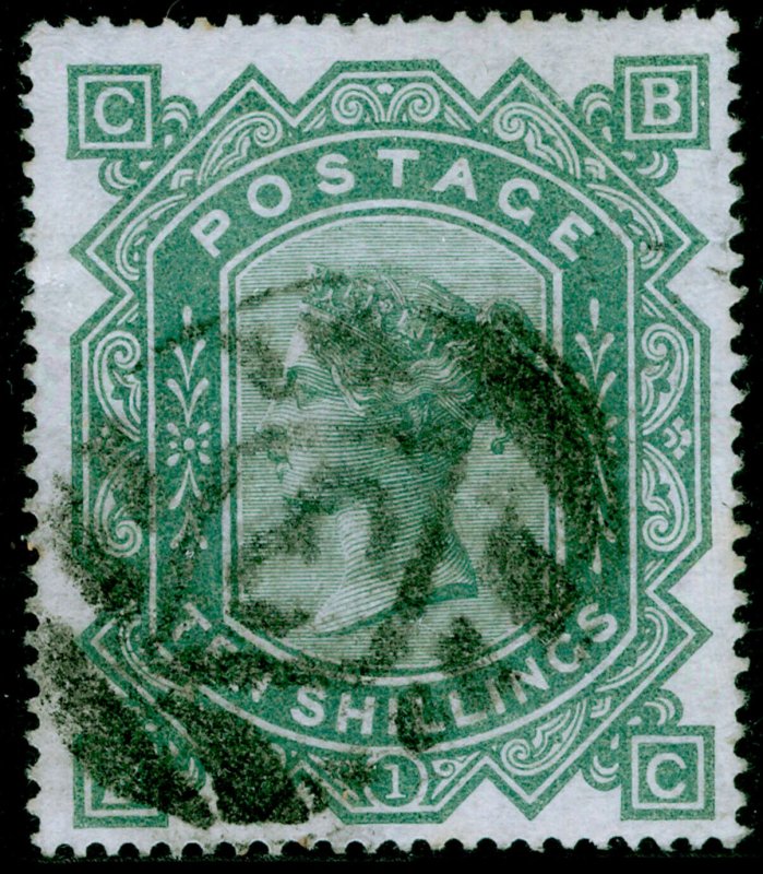 SG128, SCARCE 10s greenish grey, FINE USED. Cat £3200. WMK MALTESE CROSS. BC